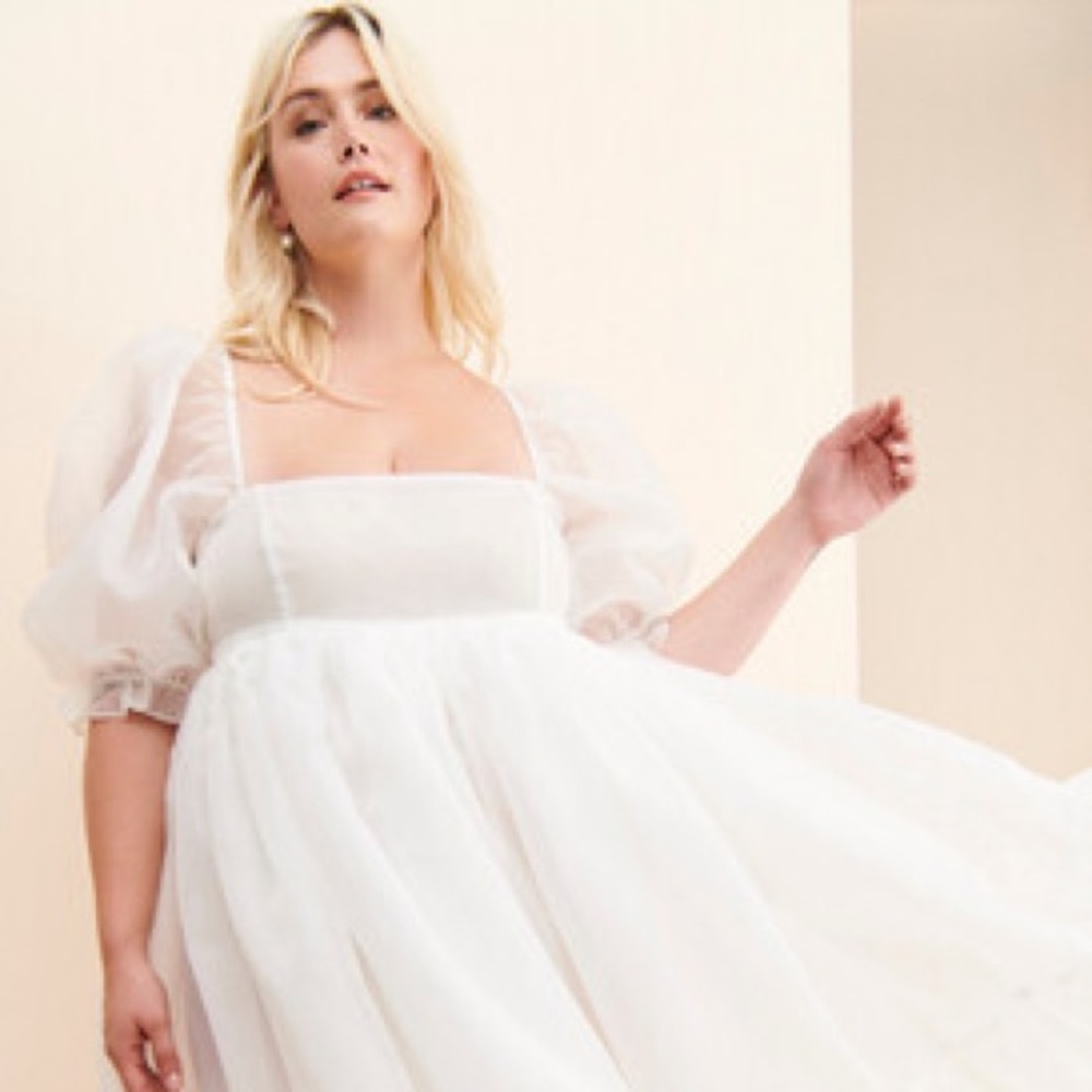 Selkie Ivory French Puff Midi Dress
